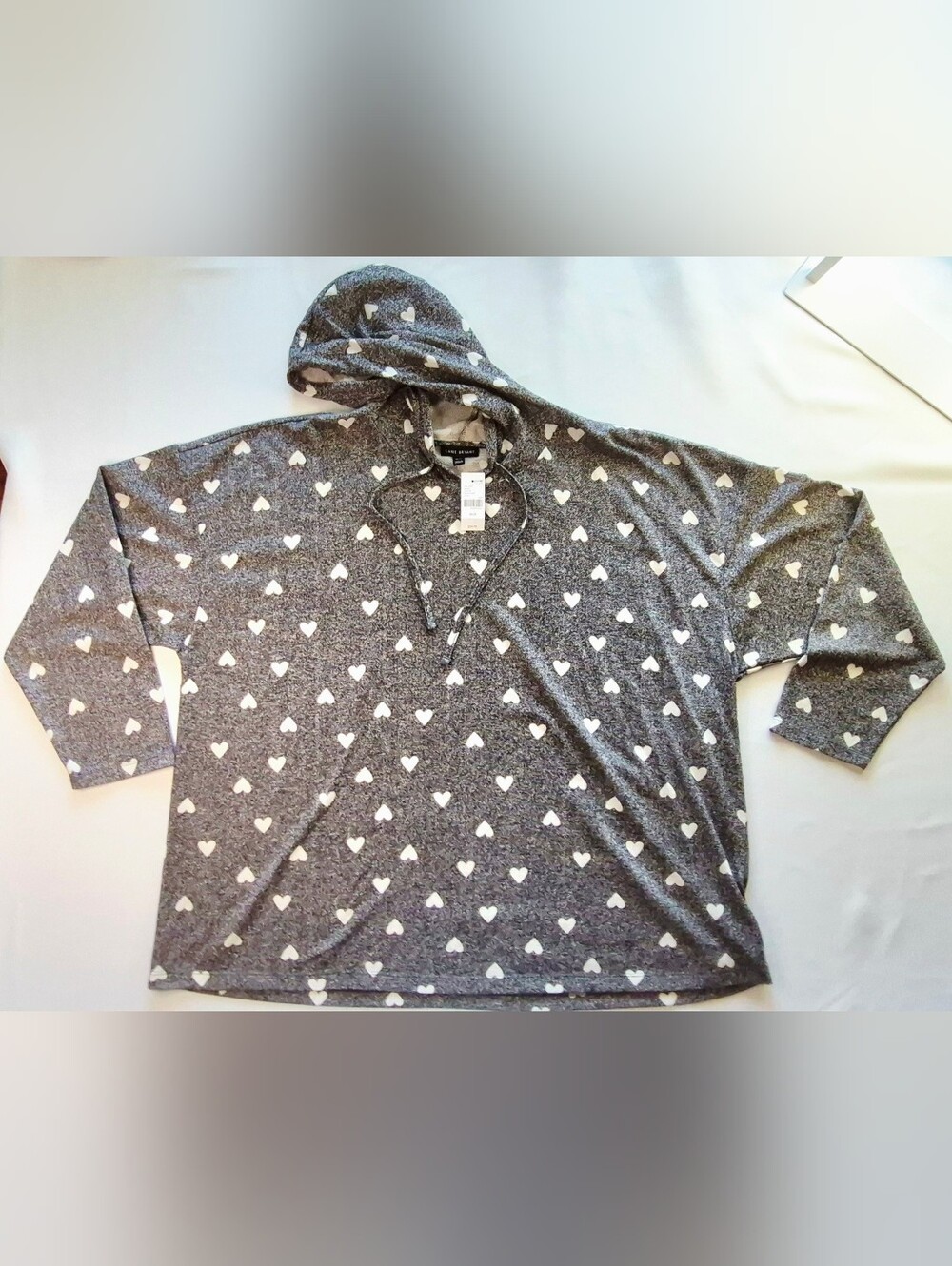 Lane Bryant Gray Heart-Print Hoodie Shirt - Women's Cozy Pullover
